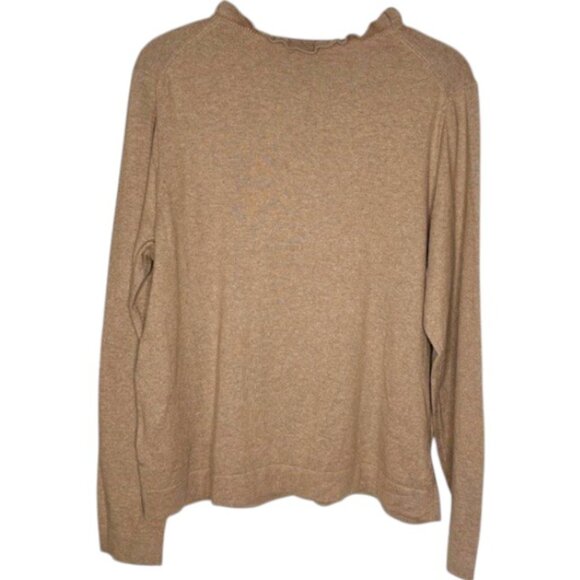 J. Crew Factory Ruffleneck Cotton Sweater - Heathered Mushroom - XL - Picture 5 of 9